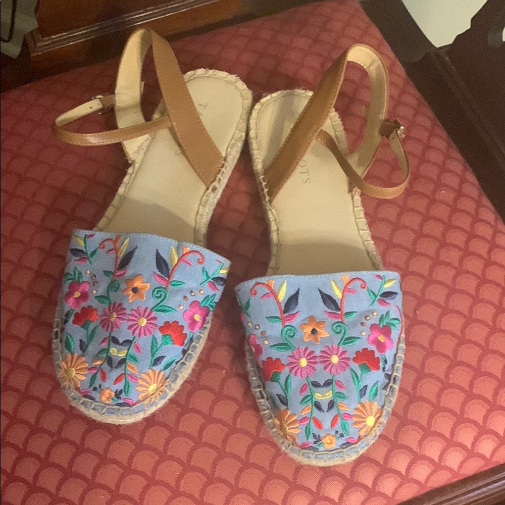 Talbots Blue and Tan Espadrille Sandals
